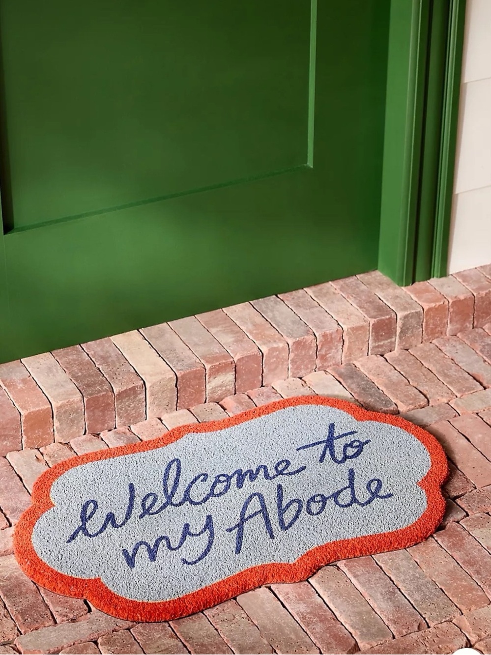 NWT Anthropologie Welcome to My Abode Oval Printed Coir Doormat, MSRP $48